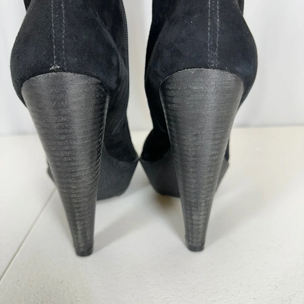 Pour‎ La Victoire Black Suede Platform Ankle Boots Size 10 Made in Brazil